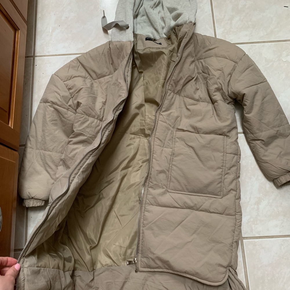 pretty little thing coat: beige, long